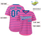 Custom Pink Royal Personalized Horizontal Stripe Authentic Pullover Baseball Jersey Limited
