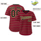 Custom Crimson Black-Khaki Personalized Horizontal Stripe Authentic Pullover Baseball Jersey Limited
