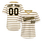Custom Cream Old Gold-Black Personalized Horizontal Stripe Authentic Pullover Baseball Jersey