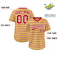 Custom Old Gold Red-White Personalized Horizontal Stripe Authentic Pullover Baseball Jersey Limited