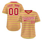 Custom Old Gold Red-White Personalized Horizontal Stripe Authentic Pullover Baseball Jersey