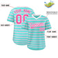 Custom Bright Green White-Pink Personalized Horizontal Stripe Authentic Pullover Baseball Jersey Limited