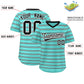 Custom Bright Green Black-White Personalized Horizontal Stripe Authentic Pullover Baseball Jersey Limited