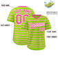 Custom Neon Green Pink-White Personalized Horizontal Stripe Authentic Pullover Baseball Jersey Limited