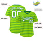 Custom Neon Green Kelly Green Personalized Horizontal Stripe Authentic Pullover Baseball Jersey Limited