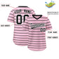 Custom Light Pink Black Personalized Horizontal Stripe Authentic Pullover Baseball Jersey Limited