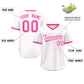 Custom White Pink Stripe Fashion Authentic Pullover Baseball Jersey Limited