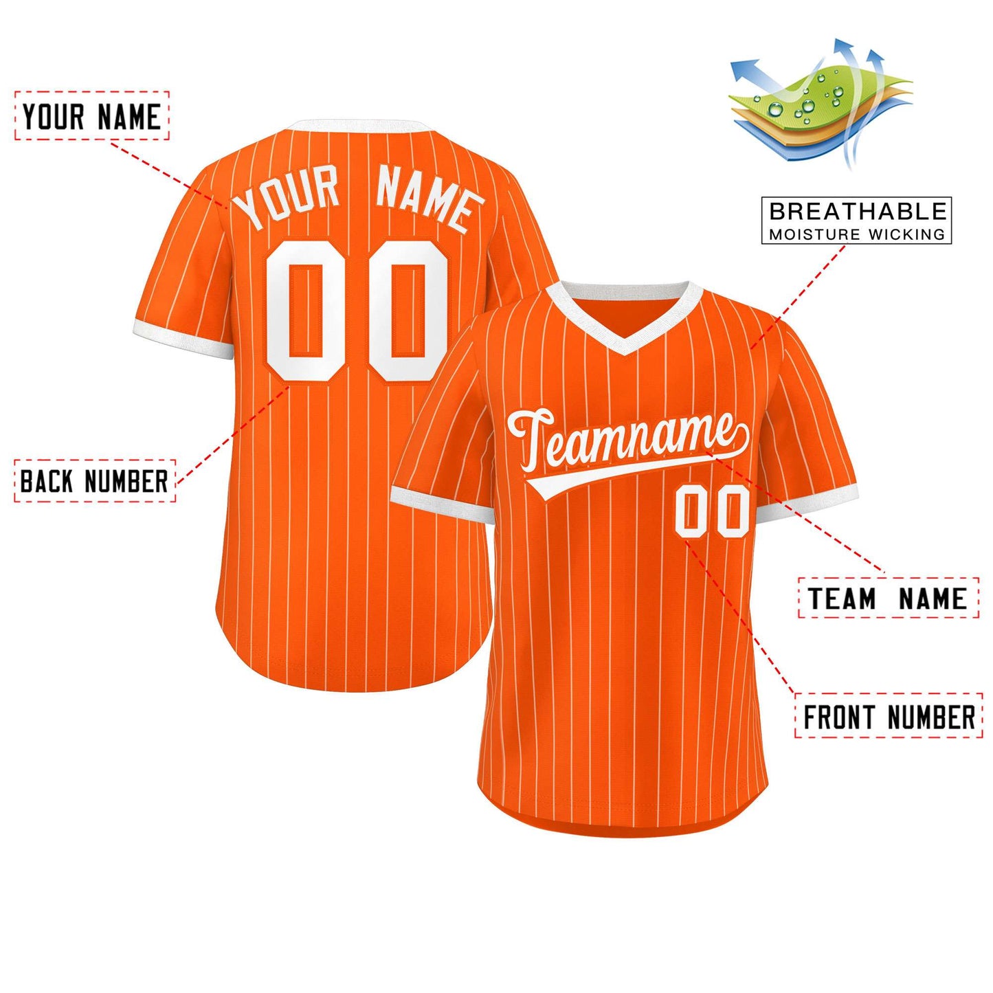 Custom Orange White Stripe Fashion Authentic Pullover Baseball Jersey Limited