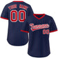 Custom Navy Red Stripe Fashion Authentic Pullover Baseball Jersey