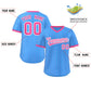 Custom Powder Blue Pink Stripe Fashion Authentic Pullover Baseball Jersey Limited