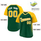 Custom Green Gold Raglan Sleeves Side Spot Authentic Pullover Baseball Jersey Limited