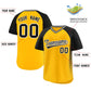 Custom Yellow Black Raglan Sleeves Side Spot Authentic Pullover Baseball Jersey Limited