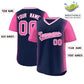 Custom Navy Pink Personalized Raglan Sleeves Authentic Pullover Baseball Jersey Limited