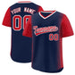 Custom Navy Red Personalized Raglan Sleeves Authentic Pullover Baseball Jersey