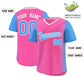 Custom Pink Powder Blue Personalized Raglan Sleeves Authentic Pullover Baseball Jersey Limited