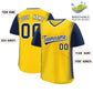 Custom Gold Navy Personalized Raglan Sleeves Authentic Pullover Baseball Jersey Limited