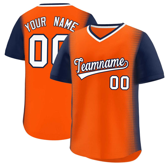 Custom Orange Navy Personalized Raglan Sleeves Authentic Pullover Baseball Jersey