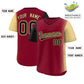 Custom Crimson Black-Khaki Personalized Raglan Sleeves Authentic Pullover Baseball Jersey Limited