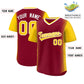 Custom Crimson Gold Personalized Raglan Sleeves Authentic Pullover Baseball Jersey Limited