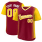 Custom Crimson Gold Personalized Raglan Sleeves Authentic Pullover Baseball Jersey