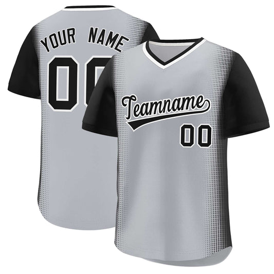 Custom Gray Black Personalized Raglan Sleeves Authentic Pullover Baseball Jersey