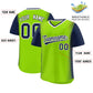 Custom Neon Green Navy Personalized Raglan Sleeves Authentic Pullover Baseball Jersey Limited
