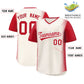 Custom Cream Red Personalized Raglan Sleeves Authentic Pullover Baseball Jersey Limited