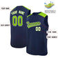Custom Navy Neon Green Personalized Classic Authentic Sleeveless Baseball Jersey Limited