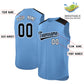 Custom Light Blue Black Personalized Classic Authentic Sleeveless Baseball Jersey Limited
