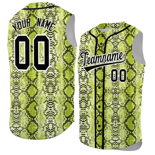 Custom Black Snakeskin Pattern Authentic Sleeveless Baseball Jersey