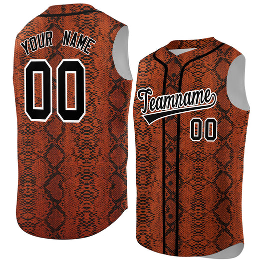 Custom Black Snakeskin Pattern Authentic Sleeveless Baseball Jersey