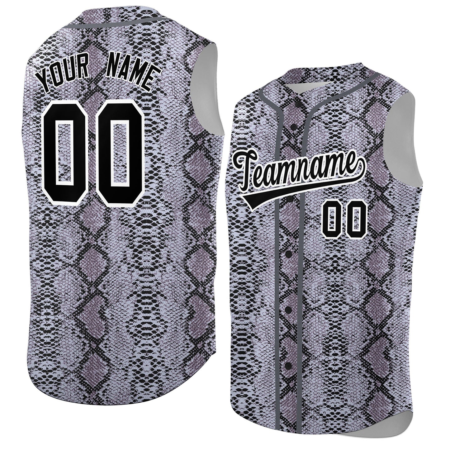Custom Gray Snakeskin Pattern Authentic Sleeveless Baseball Jersey