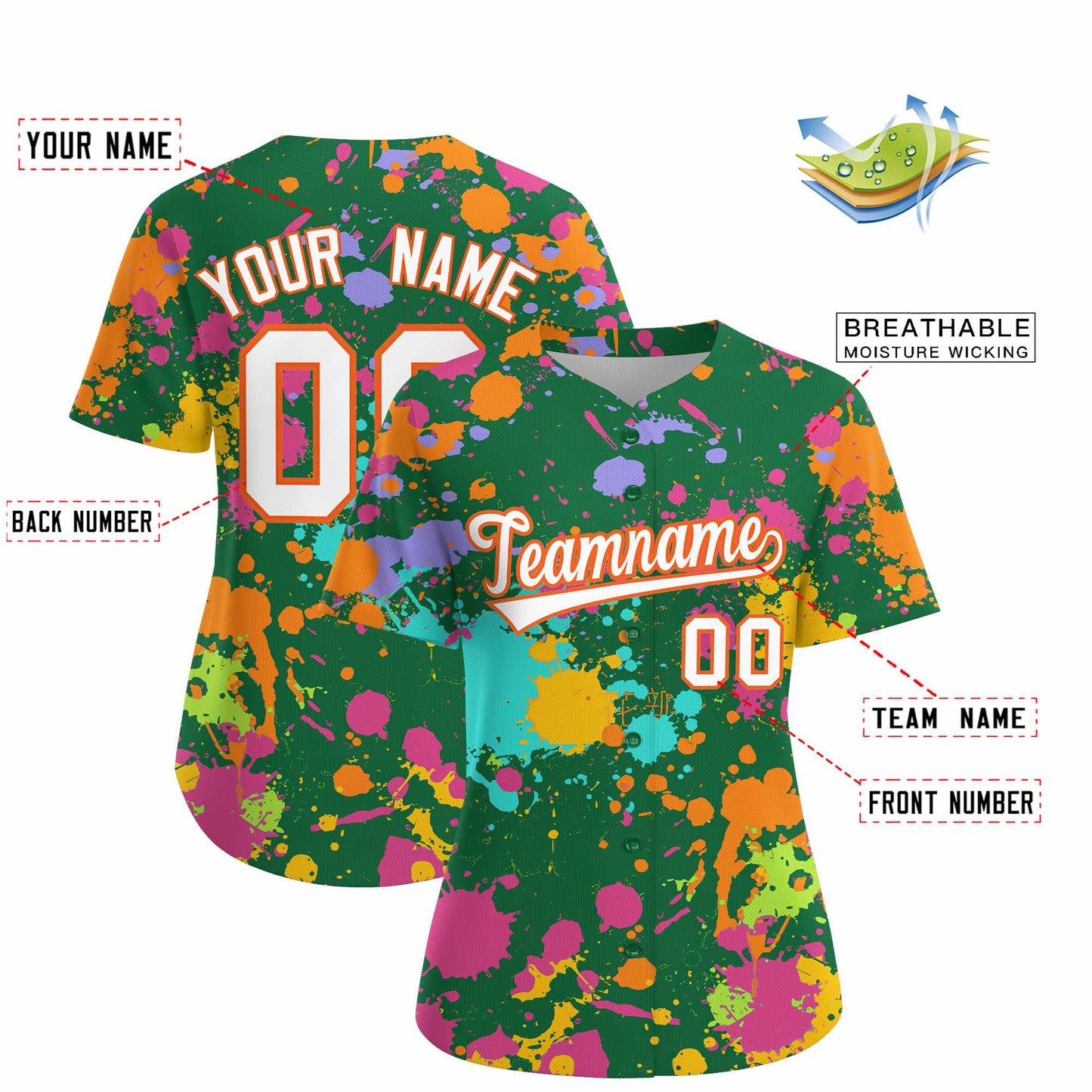 Custom Kelly Green Graffiti Fashion Baseball Jersey For Women Limited
