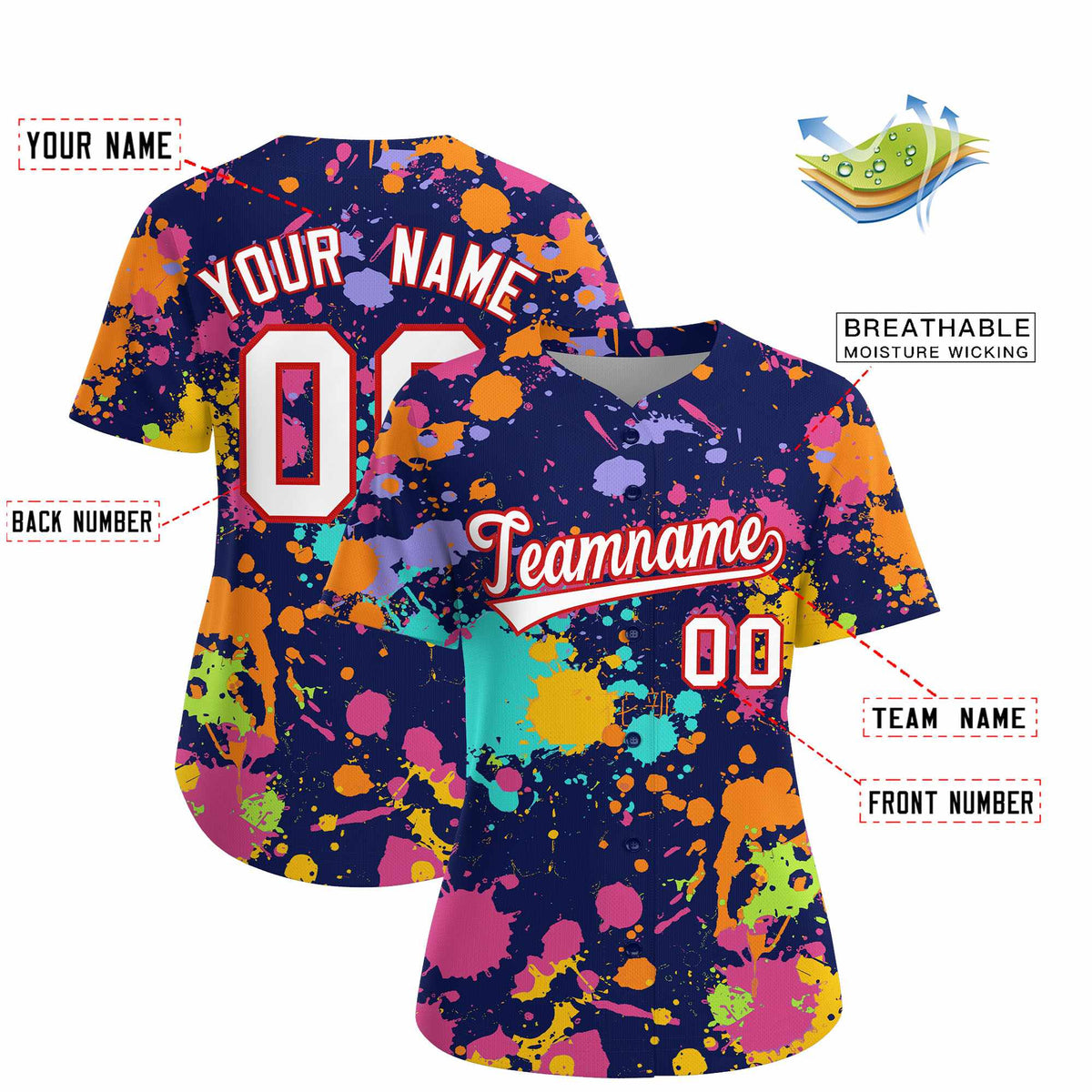 Custom Navy Graffiti Fashion Baseball Jersey For Women Limited