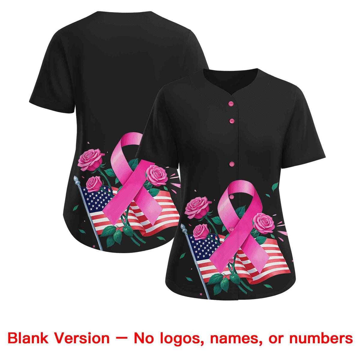 Custom Black Pink Breast Cancer Awareness Month Pink Ribbon Authentic Baseball Jersey for Women Limited