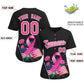 Custom Black Pink Breast Cancer Awareness Month Pink Ribbon Authentic Baseball Jersey for Women Limited