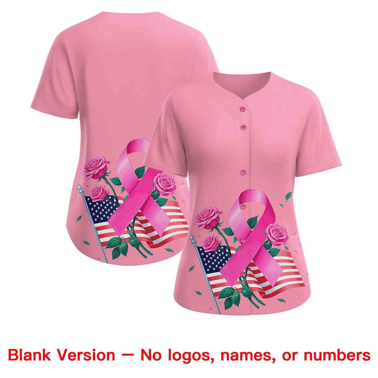 Custom Light Pink Pink Breast Cancer Awareness Month Pink Ribbon Authentic Baseball Jersey for Women Limited