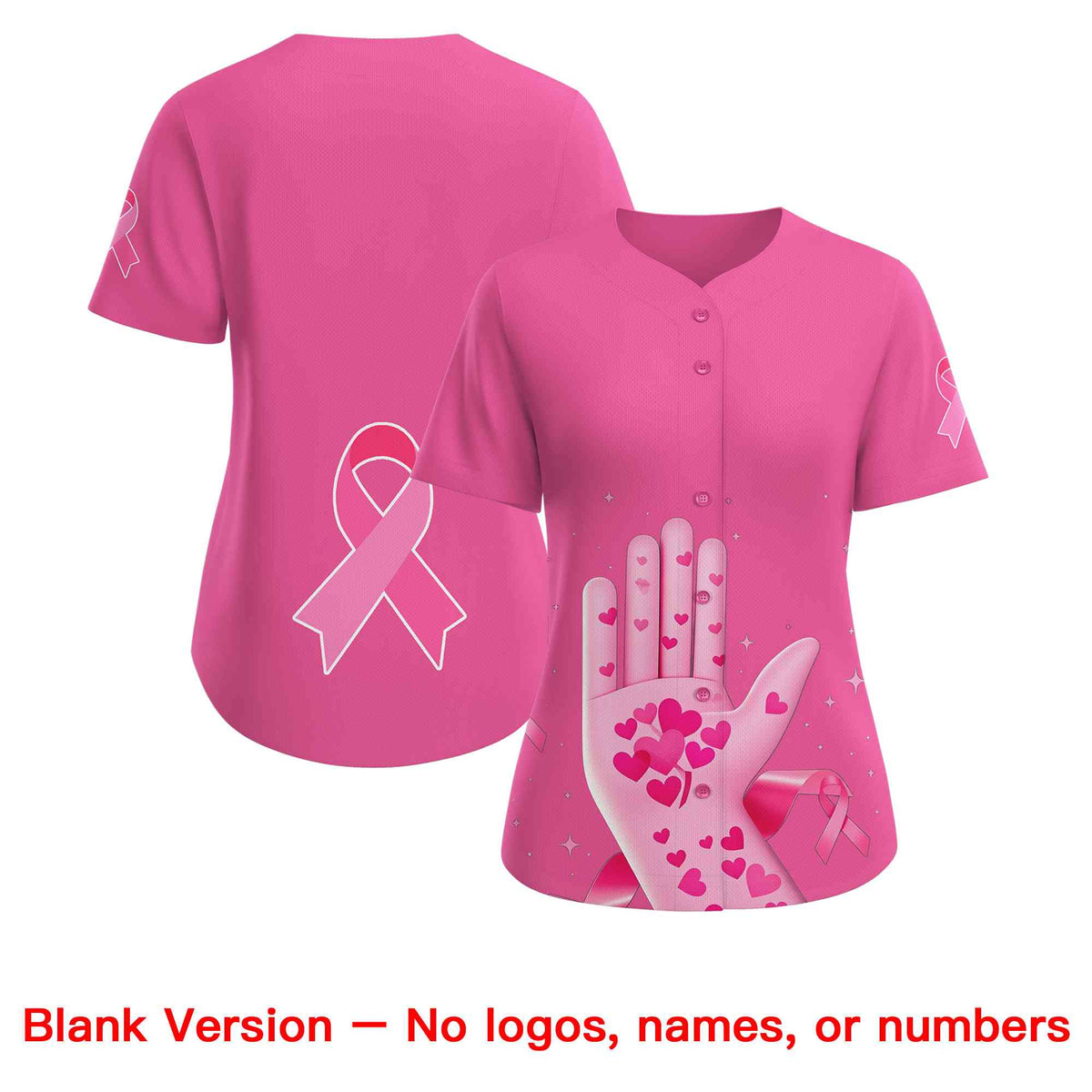 Custom Pink White Breast Cancer Awareness Month Pink Ribbon Authentic Baseball Jersey for Women Limited