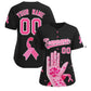Custom Black Pink Breast Cancer Awareness Month Pink Ribbon Authentic Baseball Jersey for Women
