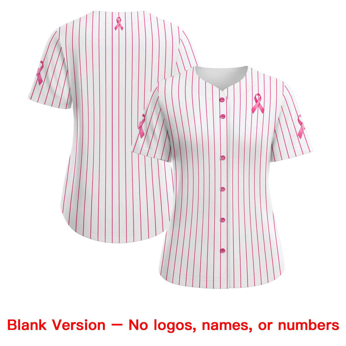 Custom White Pink Breast Cancer Awareness Month Pink Ribbon Authentic Baseball Jersey for Women Limited