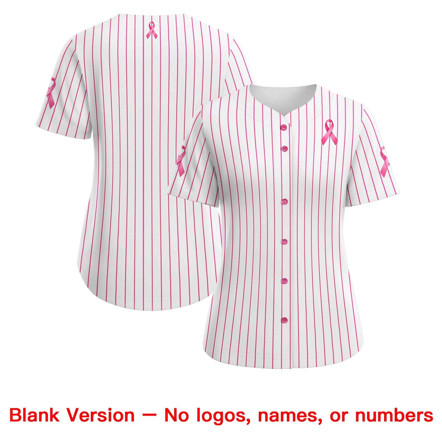 Custom White Pink Breast Cancer Awareness Month Pink Ribbon Authentic Baseball Jersey for Women Limited