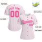 Custom White Pink Breast Cancer Awareness Month Pink Ribbon Authentic Baseball Jersey for Women Limited