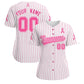 Custom White Pink Breast Cancer Awareness Month Pink Ribbon Authentic Baseball Jersey for Women