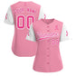 Custom Light Pink White Breast Cancer Awareness Month Pink Ribbon Authentic Baseball Jersey for Women