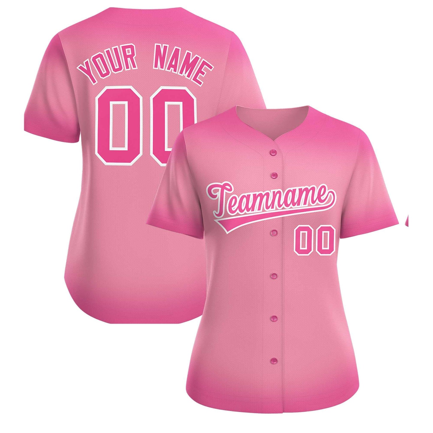 Custom Light Pink Pink Breast Cancer Awareness Month Pink Ribbon Authentic Baseball Jersey for Women