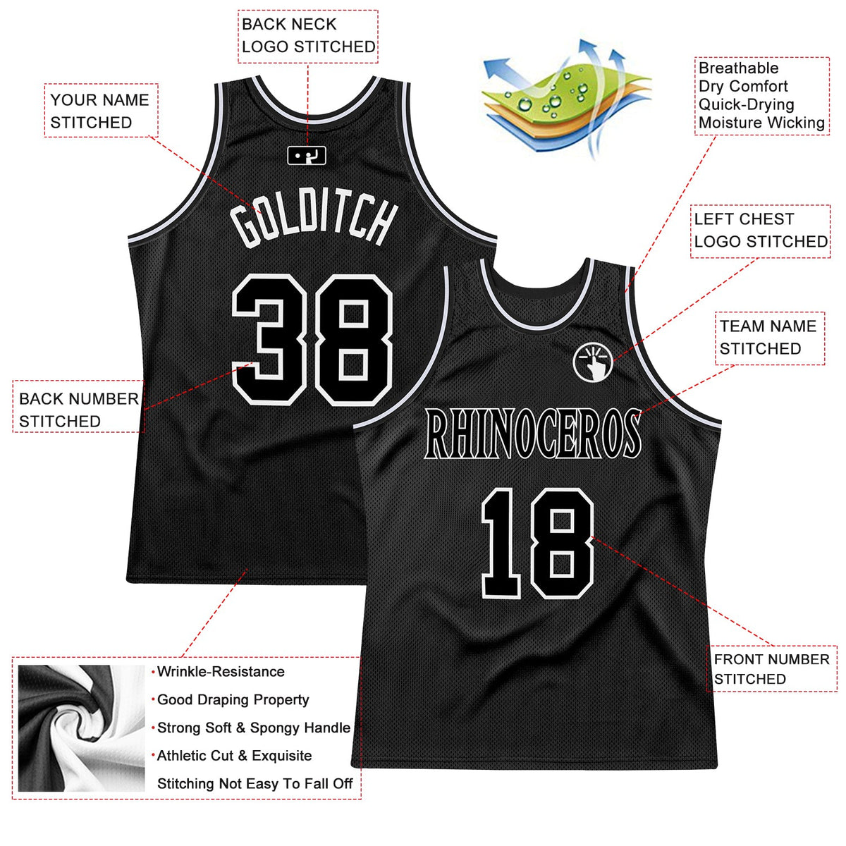 Custom Black Black-White Authentic Throwback Basketball Jersey Limited