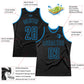 Custom Black Black-Blue Authentic Throwback Basketball Jersey Limited