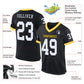 Custom Black White-Gold Mesh Authentic Throwback Football Jersey Limited