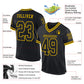 Custom Black Black-Gold Mesh Authentic Throwback Football Jersey Limited