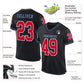 Custom Black Red-Light Blue Mesh Authentic Throwback Football Jersey Limited